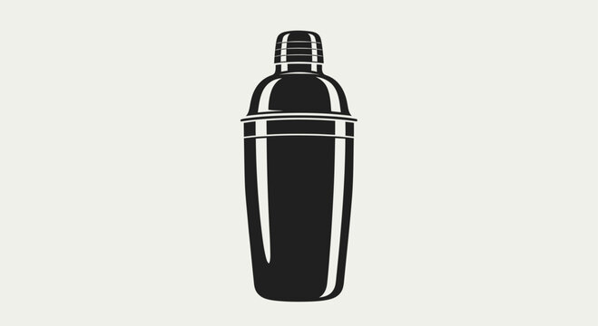 Sleek black bar cocktail shaker icon.