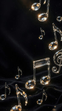 Bright Musical Symbols Glitter in the Darkness While Creating a Sense of Harmony and Artistic Inspiration During the Late Hours of the Night