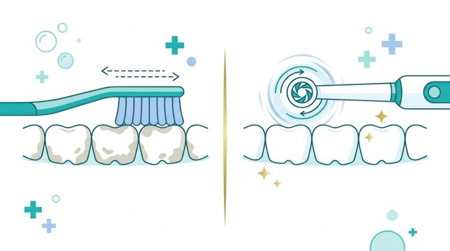 Smart toothbrush uses advanced tech for oral health; manual brush offers a traditional way to prevent dental issues and gum disease.