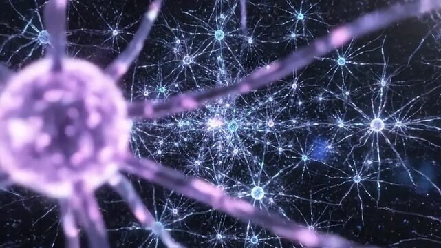 Neural Network Network: A close-up view of a luminous neural network, showcasing intricate connections and the vibrant glow of brain cell synapses.