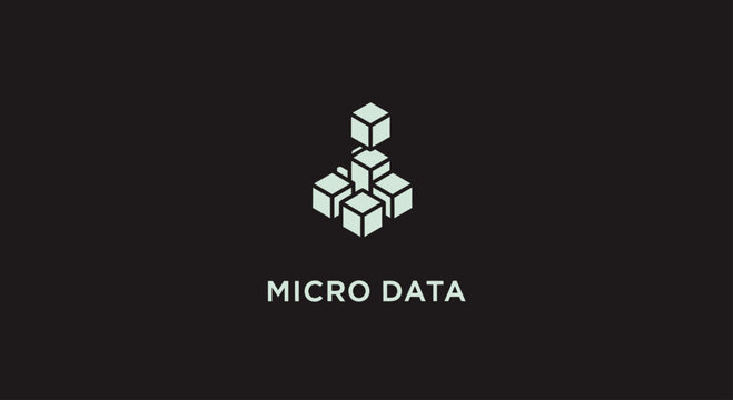 Micro data logo with gray isometric cube cluster
