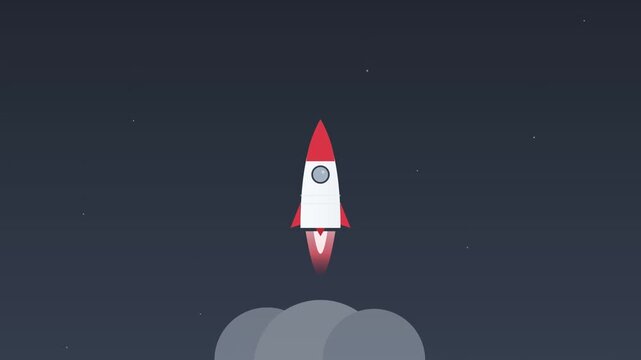 sleek rocket launch startup functional animation icon