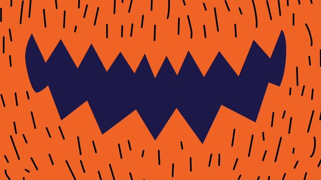 Seamless loop of spooky Halloween monster mouth animation on textured orange background