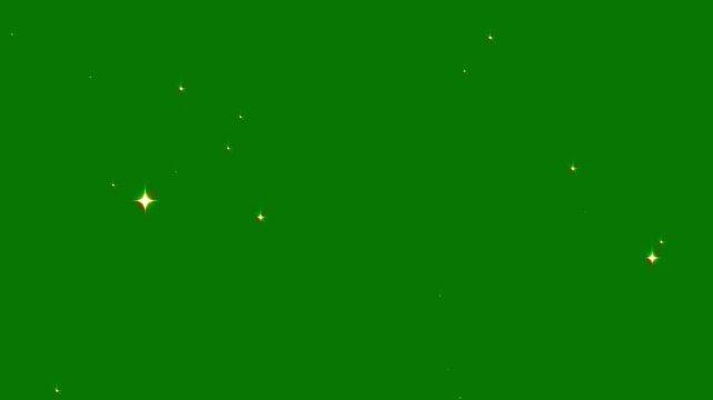 Glowing gold star sparkles burst, White shining dust light. Bokeh light lights effect background.luxury white glitter sparkles star trail, magic dust, pixie dust animated green screen, 4K