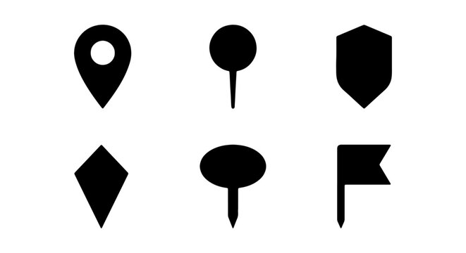 Location Pin Icons, Map Markers, Pushpins, Navigation Symbols, GPS Pointers, Travel Icons