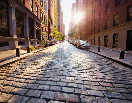amazing new york city old soho downtown paving stone street