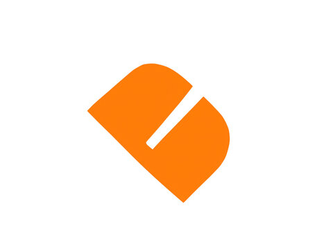 Orange abstract geometric shape icon with a diagonal cut isolated on transparent background