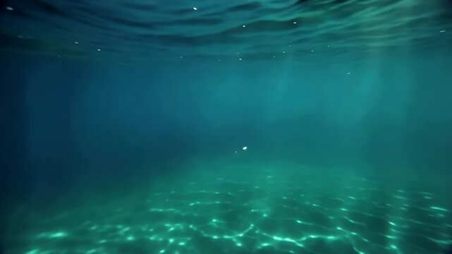 Underwater scene with air bubbles rising and sunlight filtering through the water