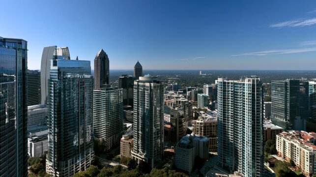 Elevated Buckhead view reveals Atlanta's urban skyline with glass fa&Atilde;&sect;ades