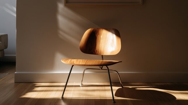 Architectural living space featuring a classic molded plywood lounge chair