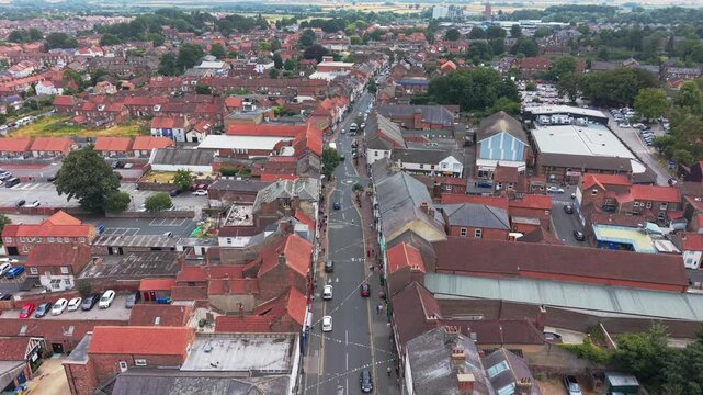 Aerial video of Driffield East Yorkshire UK.Driffield, being near the centre of the Yorkshire Wolds, is named The Capital of the Wolds.