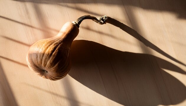 silhouette of a dried gourd casting a long shadow