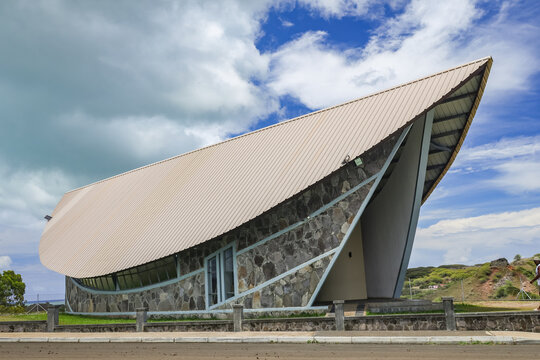 Scenic view of St. John Church (also known as Camp Pintade Church) on Rodrigues island, Mauritius
