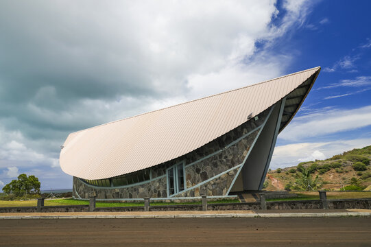 Scenic view of St. John Church (also known as Camp Pintade Church) on Rodrigues island, Mauritius
