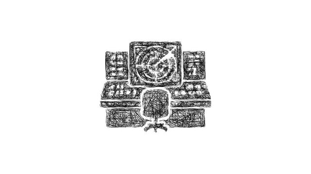 Sketch radar control console icon animation - smooth progressive reveal