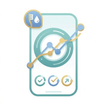 A smart toothbrush app displays data tracking for dental care, showcasing its role in managing oral health and its link to overall health.