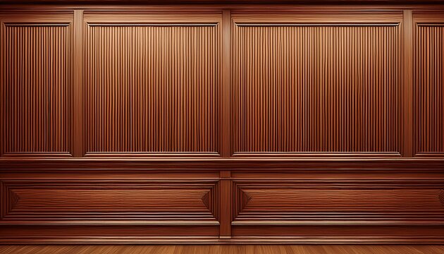 classic premium luxury wood paneling wall background or texture highly crafted traditional wood paneling wall and floor with a frame and column pattern extra wide format hand edited generative ai