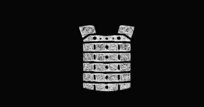 Sketch lamellar armor icon animation - smooth progressive reveal