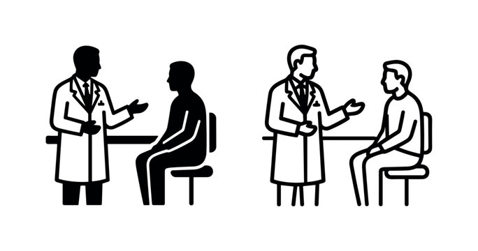Doctor Consultation with Patient Icon - Medical Healthcare Professional and Client Meeting