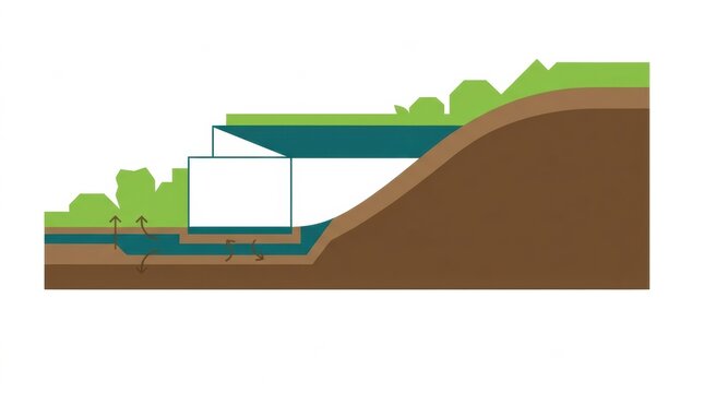 The design illustrates a net zero building that integrates passive house features with berming for energy efficiency.