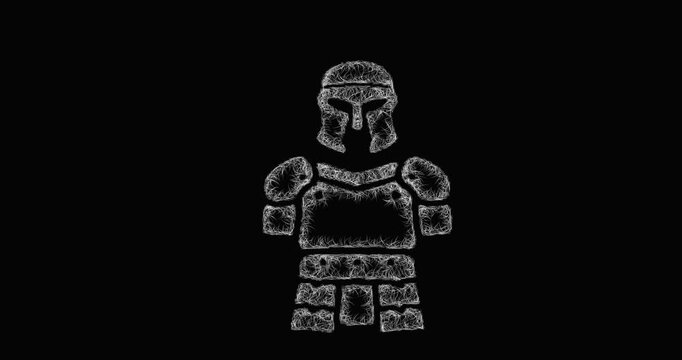 Sketch gladiator armor icon animation - smooth progressive reveal