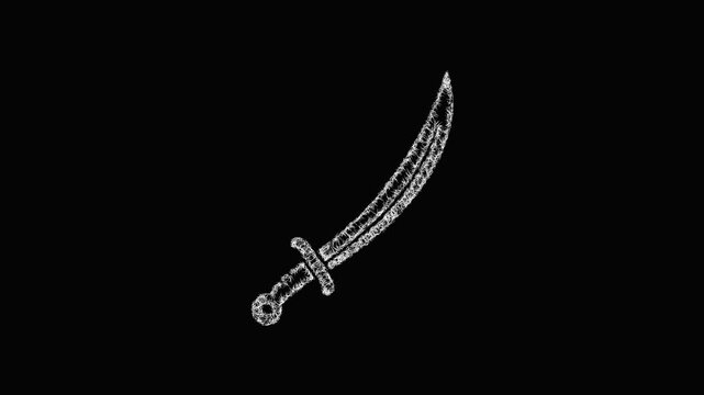 Sketch curved saber icon animation - smooth progressive reveal