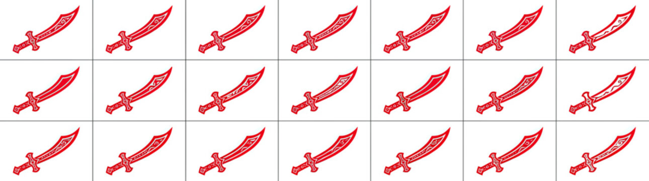 Pattern of Red Scimitars, Historical Weaponry Motif