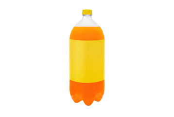 Large Plastic Bottle of Orange Soft Drink with Blank Yellow Label © Ahmed
