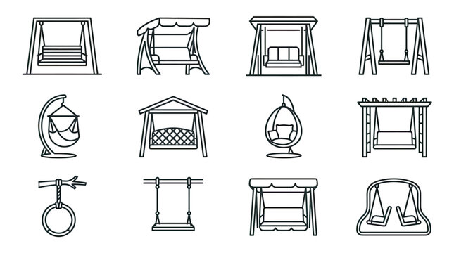Collection of outdoor furniture swings and seating options