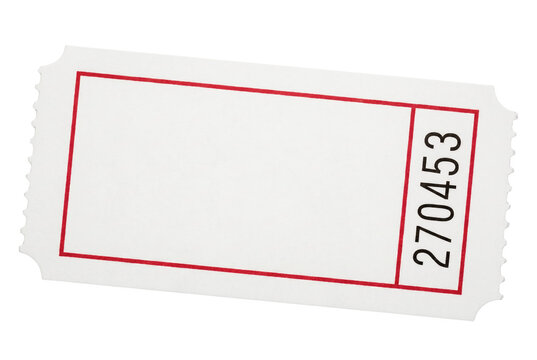 White Raffle Ticket with Red Border and Serial Number