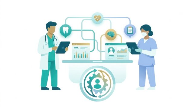 Physicians discuss oral health, gum disease, and heart connections using smart technology and data analytics tools to enhance patient care.