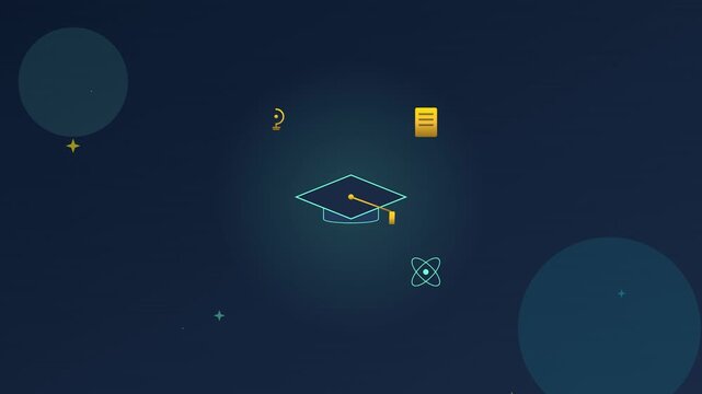 online education graduation cap learning platform motion