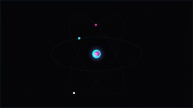 orbiting atom science education icon vector animation black