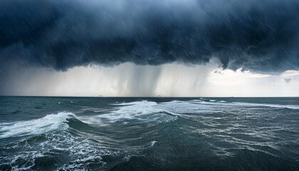 Naklejka premium rain over the stormy sea