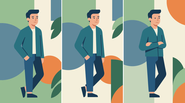 Illustration of a man in different poses.