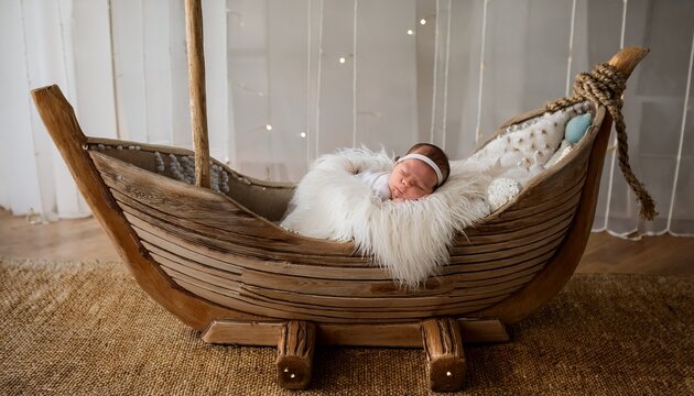 backdrop for newborn photography with boat ai generated image