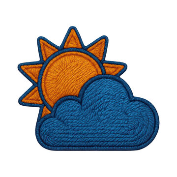 PNG Embroidery sun cloud illustration