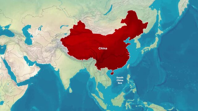 Animated Map of South China Sea with Countries and Territories, ship transport animation - Geography map animated for explainer video documentary.