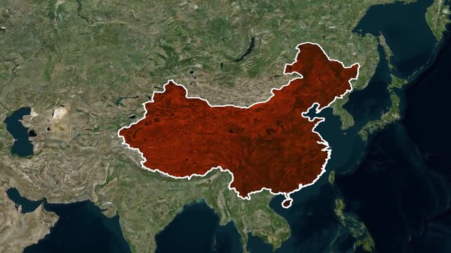 Animated Map of China with border - Geography map animated for explainer video documentary