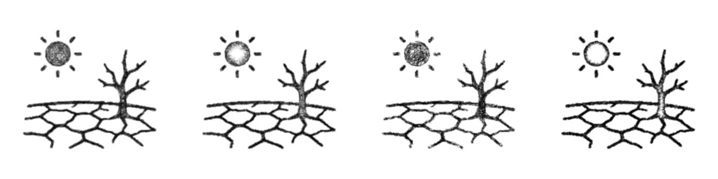 Monochrome sketch drought icon design set