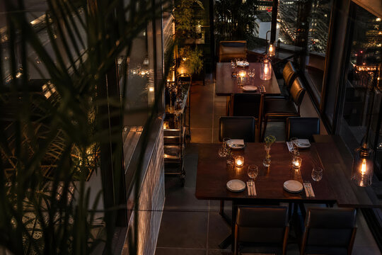 Bright Commercial Rooftop Lounge Sunset With Natural Restaurant Colors