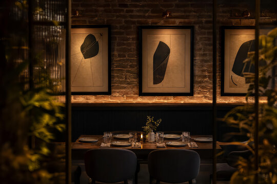 Evening Ambience Gallery Wall Table With Charcoal Brass And Amber Tones