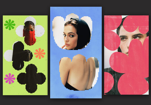   Retro Collage Frames Social Media Templates