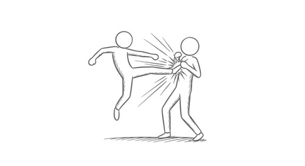 Fototapeta premium Two people in a physical conflict.