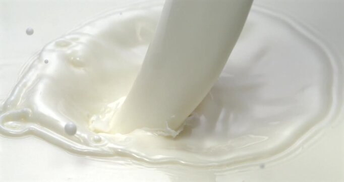 Milk pouring with splash in super slow motion 1000 fps