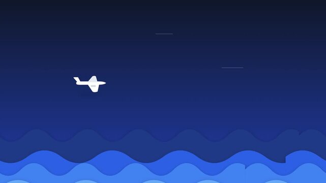 paper cut style airplane flight path layered art