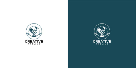 Modern Minimalist Rooster Icon Logo Design Featuring Elegant Circular Line Art for Organic Farm and Culinary Branding © micky_adb02