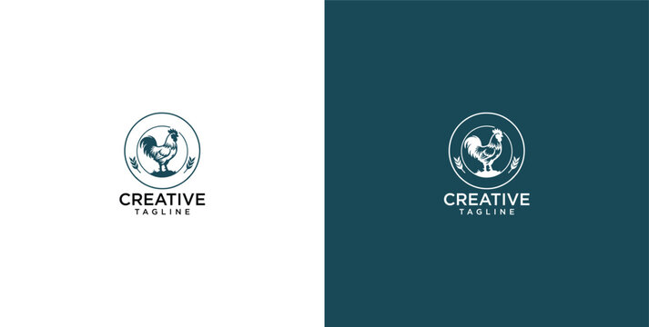 Modern Minimalist Rooster Icon Logo Design Featuring Elegant Circular Line Art for Organic Farm and Culinary Branding