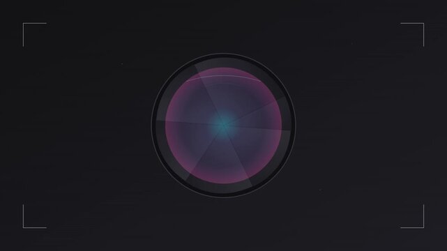 photography camera lens icon with shutter opening motion