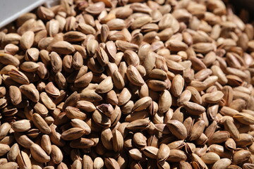 Obraz premium Pistachios, delicious roasted salted pistachios 